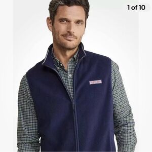 Vineyard Vines Men's Harbor Fleece Vest, Nautical Navy, Medium NWOT